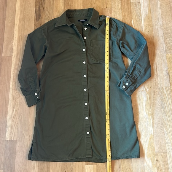 Madewell Mini Shirtdress Longsleeve Button Down with Pockets Green Women Size XS - Picture 6 of 14